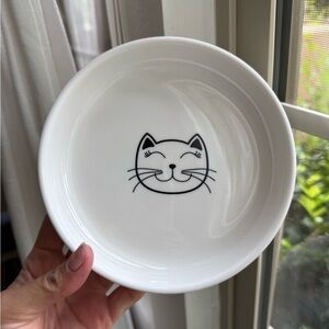 New- White Cat Ceramic Bowl Feeder Plate
